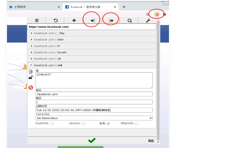 Facebook cookies 缓存登录图2